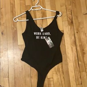 Work hard be kind body suit